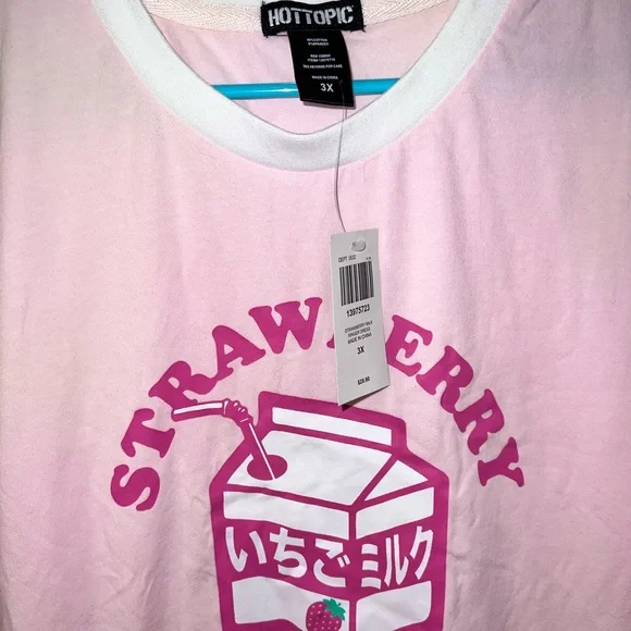 Strawberry Milk Carton Ringer T-Shirt Dress Plus Size - Picture 7 of 10